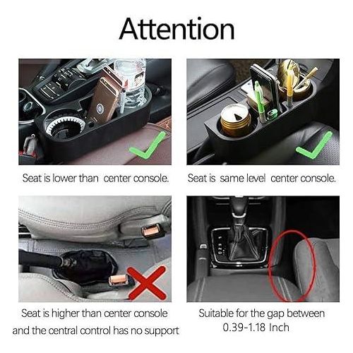 Cup Holder Portable Multifunction Vehicle Seat Cup Cell Phone Drinks Holder Box Car Interior Organizer (Black)