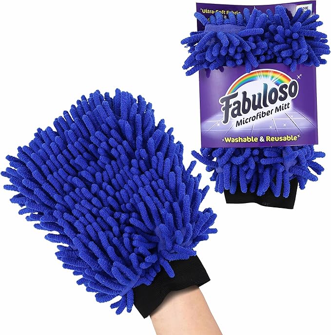 Microfiber Cleaning Mitt, Blue, One Size Fits All - Lint-Free, Scratch-Free Glove for Surfaces and Furniture - Dustless Hand Cloth