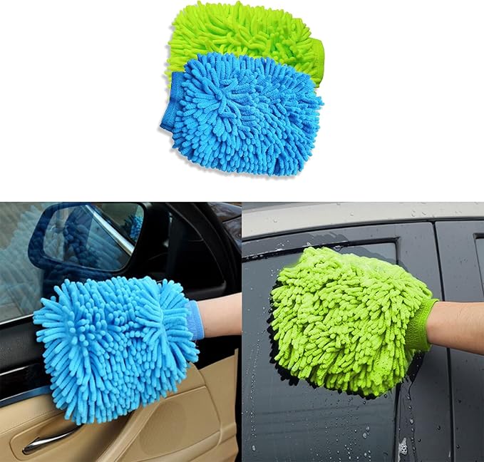 Microfiber Cleaning Mitt, Blue, One Size Fits All - Lint-Free, Scratch-Free Glove for Surfaces and Furniture - Dustless Hand Cloth