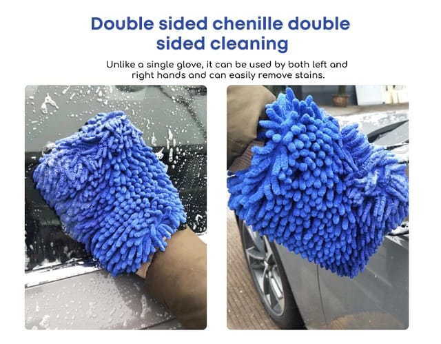 Microfiber Cleaning Mitt, Blue, One Size Fits All - Lint-Free, Scratch-Free Glove for Surfaces and Furniture - Dustless Hand Cloth