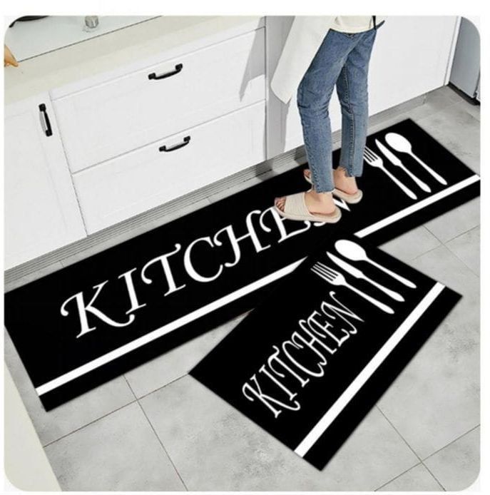 2 pcs Kitchen Mats ; Absorbent , Backside Rubber ,Skid-Resistant Base , two pieces 🌼Big size 120 x40 
🔆Small size ,
   60 x40cm