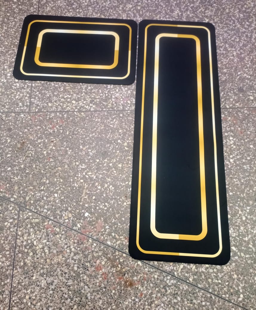 2 pcs Kitchen Mats ; Absorbent , Backside Rubber ,Skid-Resistant Base , two pieces 🌼Big size 120 x40 
🔆Small size ,
   60 x40cm