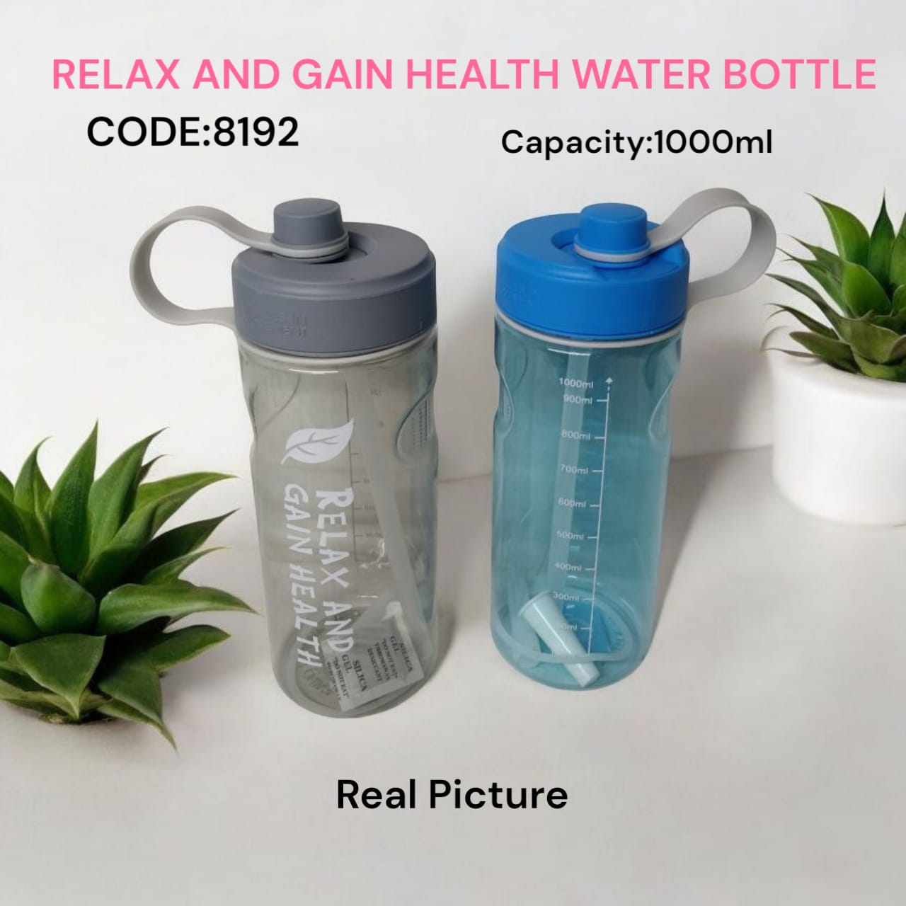 [🔥SPECIAL LIMITED OFFER🔥 🥑🌽ONLY AT KILIMALL !!! ]  1Pc Brand New High Quality Portable Relax and Gain Health Water bottle with straw 1000ml. at Best Price