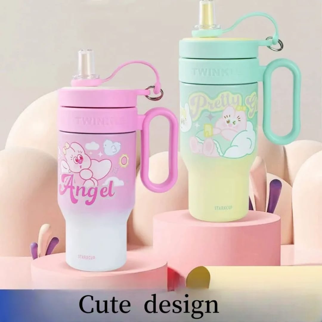 [ GRAB IT AT LOW PRICE+ ADDED OFFERS 🤩🤩✨ !!! ]  1Pc Classy Very Quality Durable & Portable Cartoon themed Stanley cup suitable for kids at Best Price