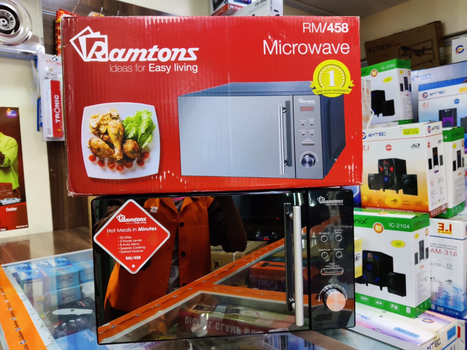 [ 🔥NEW SPECIAL LIMITED OFFER 🤩🤩✨JUST FOR YOU !!! ] 1Pc Brand New Very Quality Durable Ramtons 20Litres Digital Microwave RM 458 (Silver Glass)  at Affordable Price