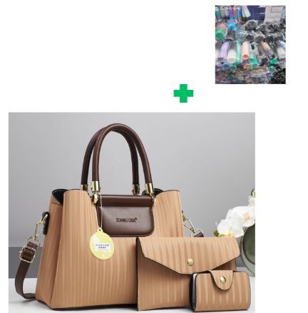 [ ❤EMBRACE THE LATEST TREND 🤩🤩✨ !!! ] 3 In 1 Brand New High Quality Stylish and Luxurious Comfortable Ladies Handbag.. That Comes With a Free Water Bottle ( Random Color) ✔👌