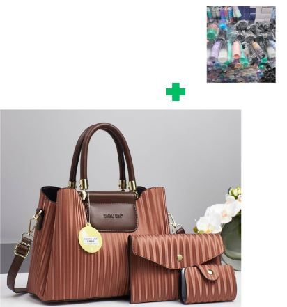 [ ❤EMBRACE THE LATEST TREND 🤩🤩✨ !!! ] 3 In 1 Brand New High Quality Stylish and Luxurious Comfortable Ladies Handbag.. That Comes With a Free Water Bottle ( Random Color) ✔👌