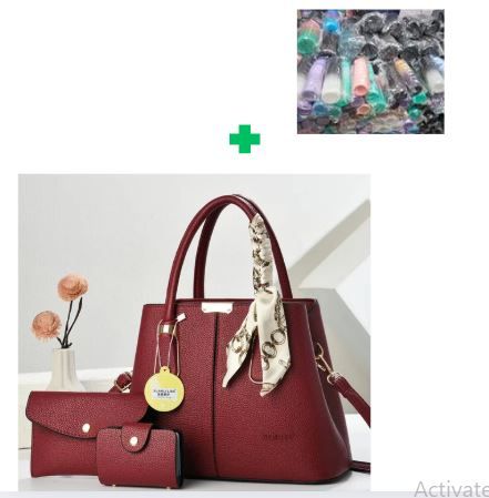 (EXPERIENCE LUXURY FOR LESS❤)  3 in 1 Brand New High Quality Stylish and Luxurious Comfortable Ladies Handbag.. That Comes With a Free Water Bottle ( Random Color) ✔👌
