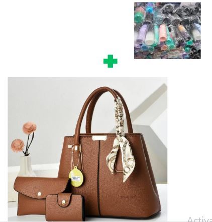 (EXPERIENCE LUXURY FOR LESS❤)  3 in 1 Brand New High Quality Stylish and Luxurious Comfortable Ladies Handbag.. That Comes With a Free Water Bottle ( Random Color) ✔👌