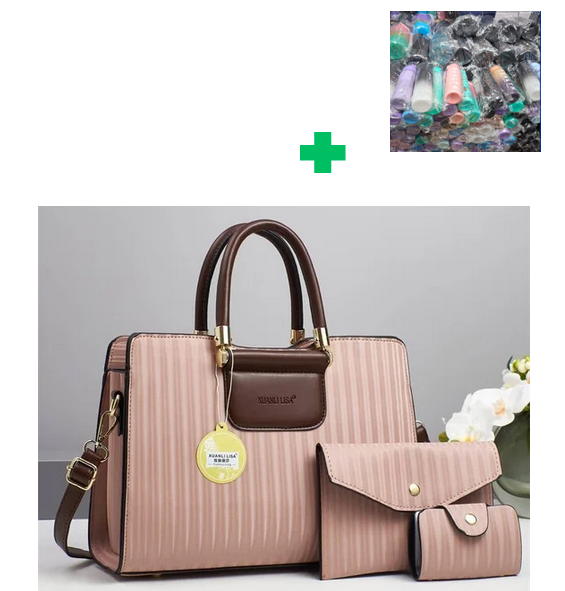 [ PRICE OFFER🤩🤩✨...ONLY AT KILIMALL !!! ]  3 in 1 Brand New High Quality Stylish and Luxurious Comfortable Ladies Handbag.. That Comes With a Free Water Bottle ( Random Color) ✔👌