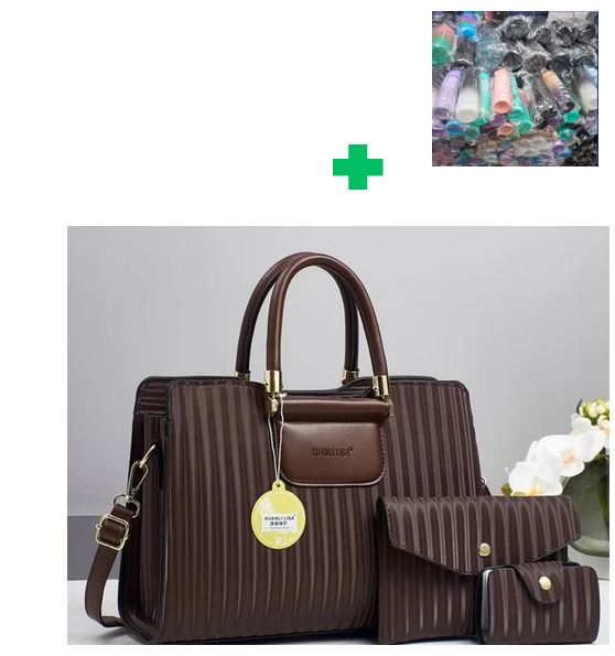 [ PRICE OFFER🤩🤩✨...ONLY AT KILIMALL !!! ]  3 in 1 Brand New High Quality Stylish and Luxurious Comfortable Ladies Handbag.. That Comes With a Free Water Bottle ( Random Color) ✔👌