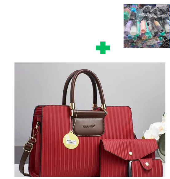 [ PRICE OFFER🤩🤩✨...ONLY AT KILIMALL !!! ]  3 in 1 Brand New High Quality Stylish and Luxurious Comfortable Ladies Handbag.. That Comes With a Free Water Bottle ( Random Color) ✔👌