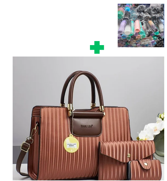 [ PRICE OFFER🤩🤩✨...ONLY AT KILIMALL !!! ]  3 in 1 Brand New High Quality Stylish and Luxurious Comfortable Ladies Handbag.. That Comes With a Free Water Bottle ( Random Color) ✔👌