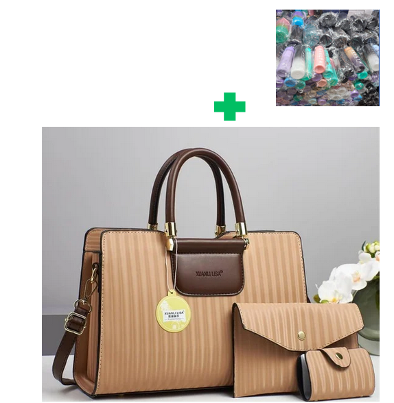 [ PRICE OFFER🤩🤩✨...ONLY AT KILIMALL !!! ]  3 in 1 Brand New High Quality Stylish and Luxurious Comfortable Ladies Handbag.. That Comes With a Free Water Bottle ( Random Color) ✔👌