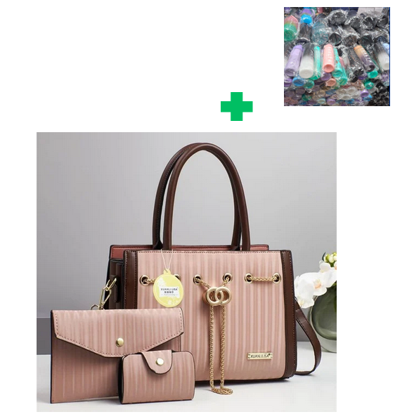 [ PRICE OFFER🤩🤩✨...ONLY AT KILIMALL !!! ]  3 in 1 Brand New High Quality Stylish and Luxurious Comfortable Ladies Handbag.. That Comes With a Free Water Bottle ( Random Color) ✔👌