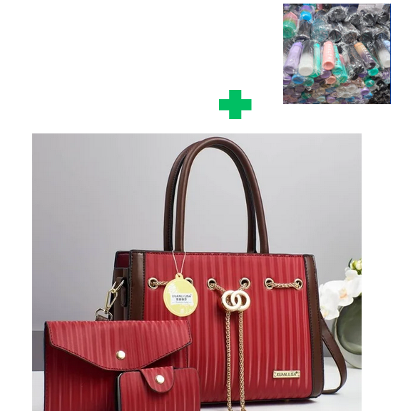[ PRICE OFFER🤩🤩✨...ONLY AT KILIMALL !!! ]  3 in 1 Brand New High Quality Stylish and Luxurious Comfortable Ladies Handbag.. That Comes With a Free Water Bottle ( Random Color) ✔👌