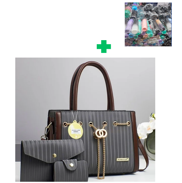 [ PRICE OFFER🤩🤩✨...ONLY AT KILIMALL !!! ]  3 in 1 Brand New High Quality Stylish and Luxurious Comfortable Ladies Handbag.. That Comes With a Free Water Bottle ( Random Color) ✔👌