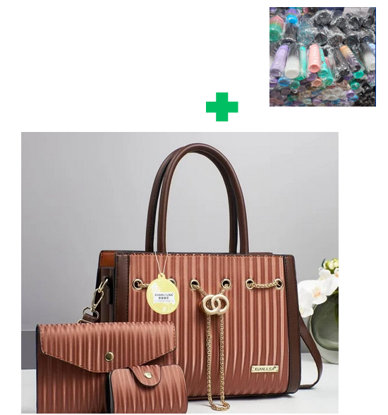 [ PRICE OFFER🤩🤩✨...ONLY AT KILIMALL !!! ]  3 in 1 Brand New High Quality Stylish and Luxurious Comfortable Ladies Handbag.. That Comes With a Free Water Bottle ( Random Color) ✔👌