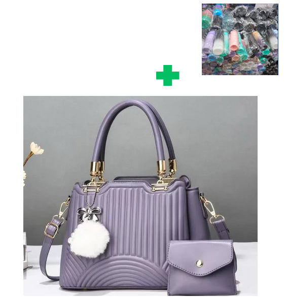 (EXPERIENCE LUXURY FOR LESS❤)  2 in 1 Brand New High Quality Stylish and Luxurious Comfortable Ladies Handbag.. That Comes With a Free Water Bottle ( Random Color) ✔👌