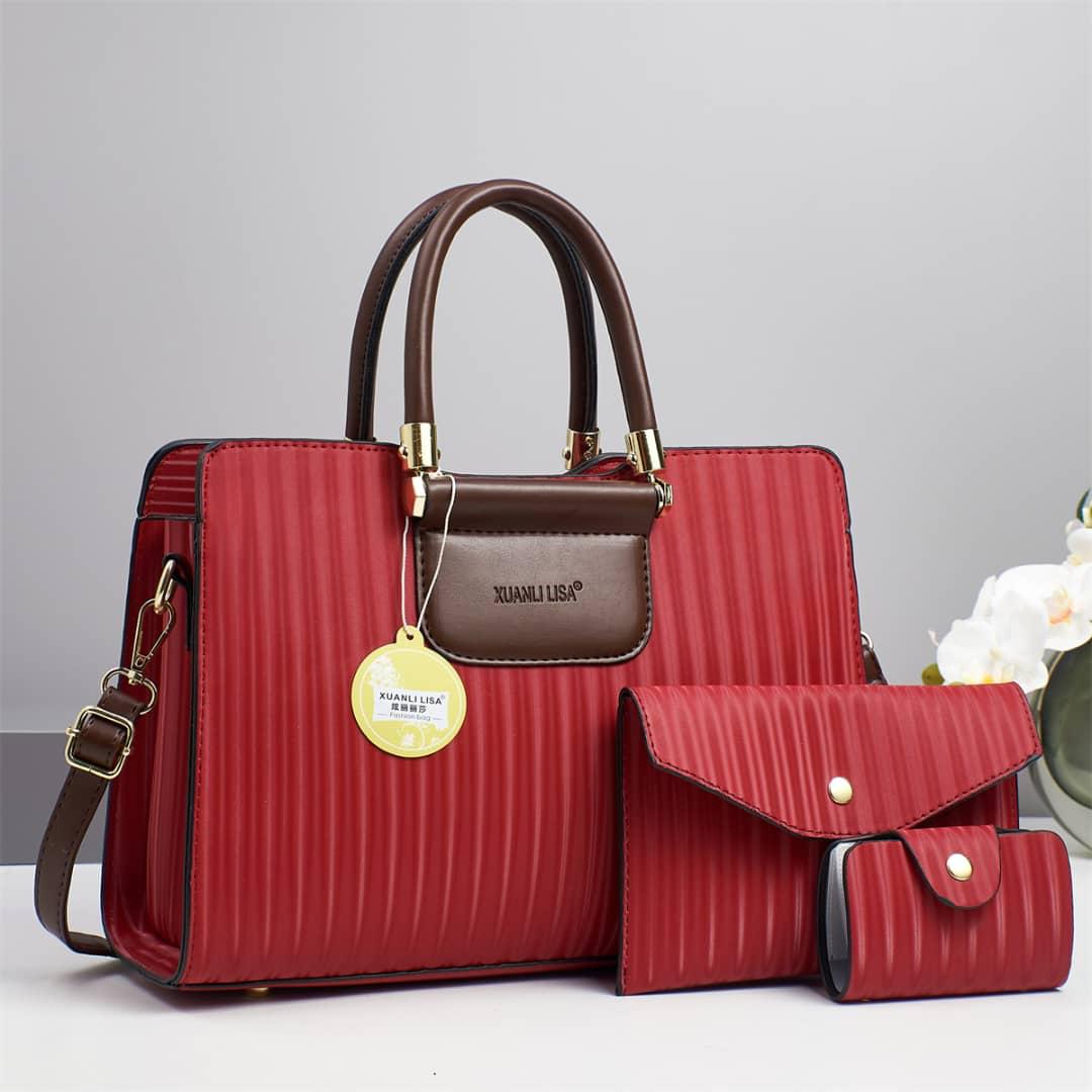 ⚡ FLASH OFFER ⚡  ]  3 in 1 New Arrival High Quality Stylish and Luxurious Comfortable Ladies Handbag ..Designed With Durability and Functionality ✔👌