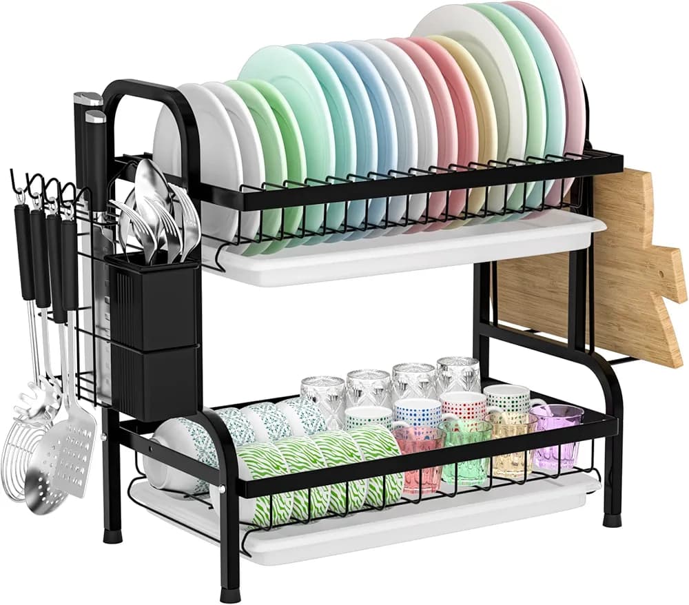 ⚡ FAST SELLING OFFER ⚡ - 1 PC 2-Tier Stainless Steel Dish Rack, Easy to Assemble, Durable & Modern Kitchen Organizer