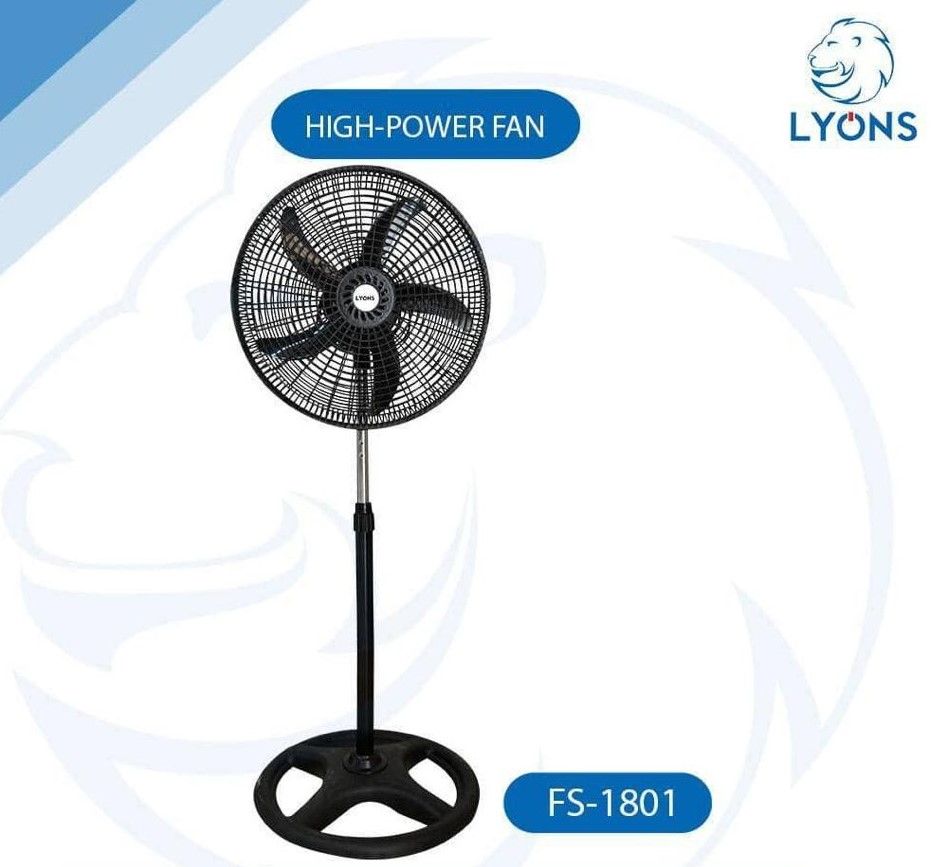 lyons FS-1801 Stand fan, Durable quality motor  , 3 speed control panel , Super quiet motor