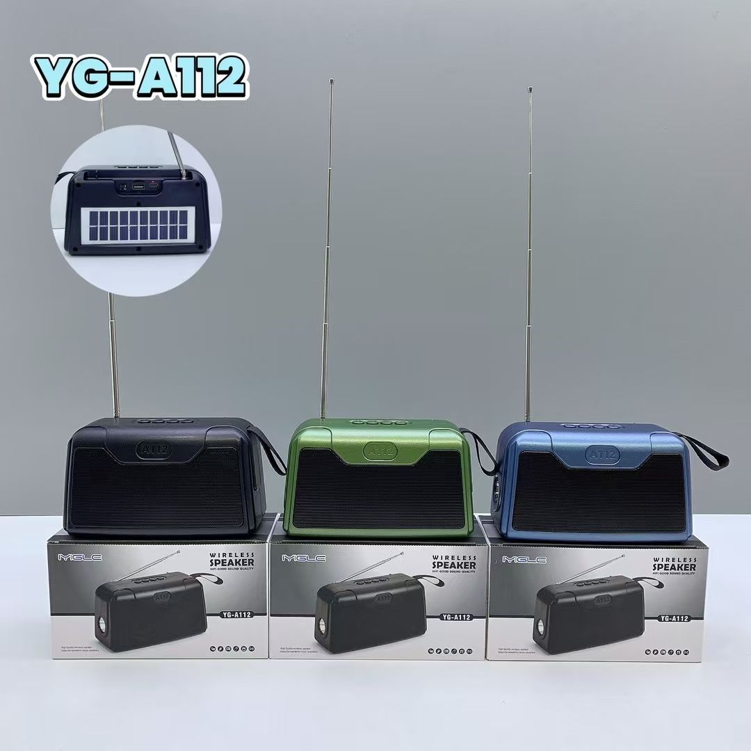 YG-A112 PORTABLE WIRELESS SPEAKER – BLUETOOTH, FM RADIO, FLASHLIGHT & MULTI-PLAYBACK OPTIONS