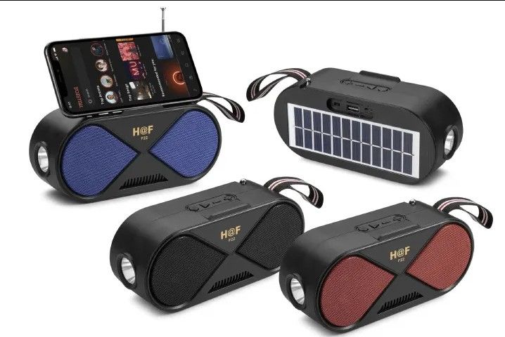 H@F HF-F22 SOLAR-POWERED BLUETOOTH SPEAKER – FM RADIO, FLASHLIGHT & TWS STEREO