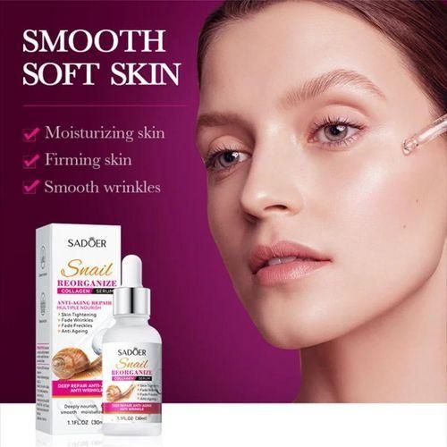 SADOER Snail Face Serum Collagen Firming Anti-Aging Moisturizing Essence Anti-wrinkle Facial Freckle Removal Skin Care