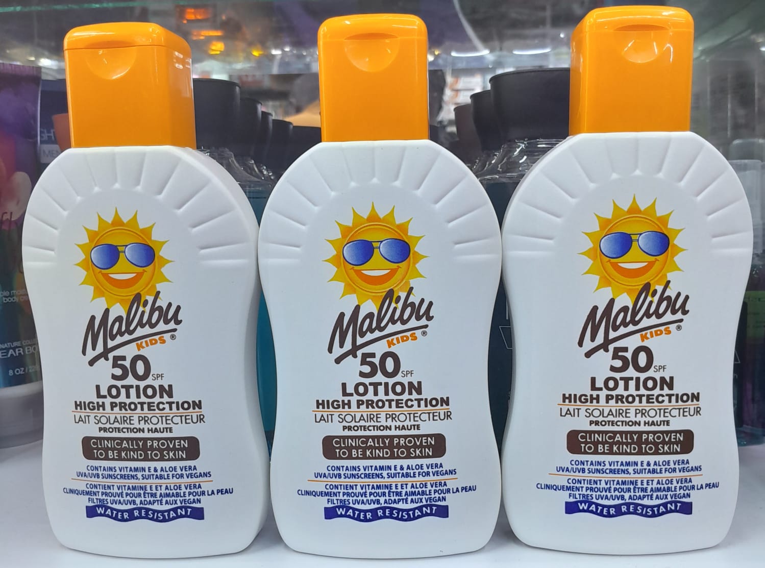 Malibu Kids sunscreen lotion SPF 50, for very high sun protection, dramatologically tested & water resistant