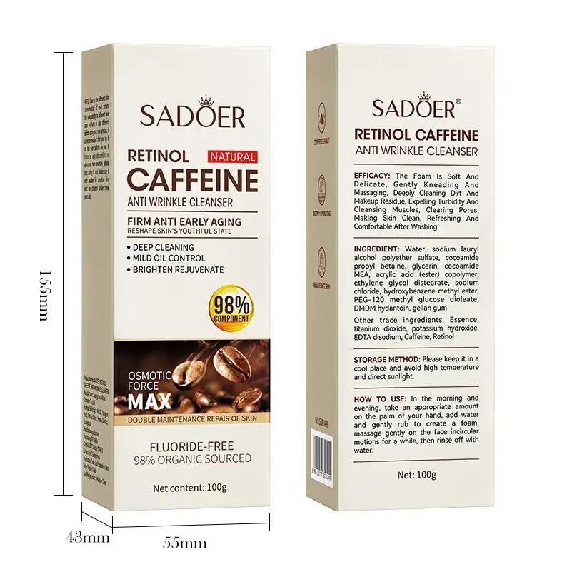 Caffeine Retinol Face Cleanser  Organic Oil Control Deep Cleansing Whitening Face Wash Facial Cleanser