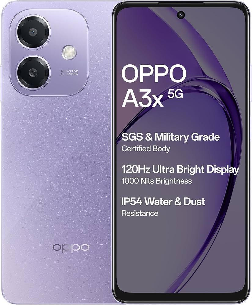 Oppo A3x 6.67-inch' 128GB ROM 4GB RAM"Battery: 5100mAh"Dual //SIM  120Hz refresh rate 8MP Rear camera 5MP Front camera Smart phone
