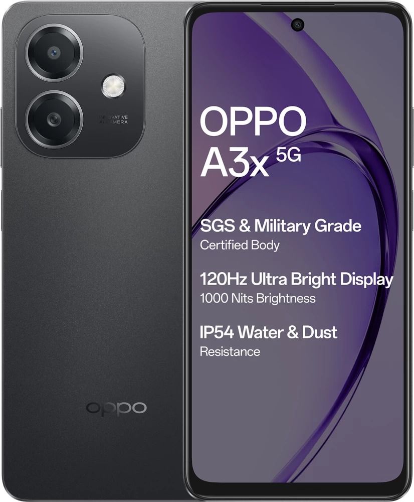 Oppo A3x 6.67-inch' 128GB ROM 4GB RAM"Battery: 5100mAh"Dual //SIM  120Hz refresh rate 8MP Rear camera 5MP Front camera Smart phone