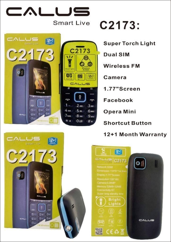 NEW CALUS C2173 phone 1.77" screen 1050mAh 5C Battery wireless FM Torch light dual sim bright torch CALUS smart live featured phone