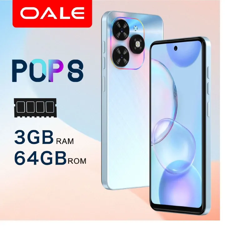 OALE POP 8, 6.6" screen display, 64GB ROM+ 3GB RAM+ , 5MP FRONT CAMERA  +8MP CAMERA + AI CAM 4G (Dual SIM) 5075 mAh fingerprint unlock  smart phone