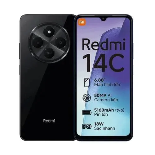 XIAOMI Redmi 14C 128GB Storage Upto 8(4+4)GB Ram 50MP AI Dual Camera Immersive 6.88" UHD Display Upto 120Hz Refresh Rate Dual Sim 5160mAh (typ) Battery Elegant glass back cover  Smart Phone