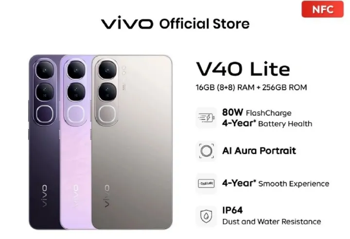 [BRAND NEW]Vivo V40 LITE 6.67`` SCREEN , 8GB + 256GB ROM -(Dual SIM)- 5OOO mAh (TYP), 80W Fast Charging-(1YR WRTY)- Network-5G + 5G Dual SIM Dual Standby-Funtouch OS 14 & 50MP-Camera-Smartphone