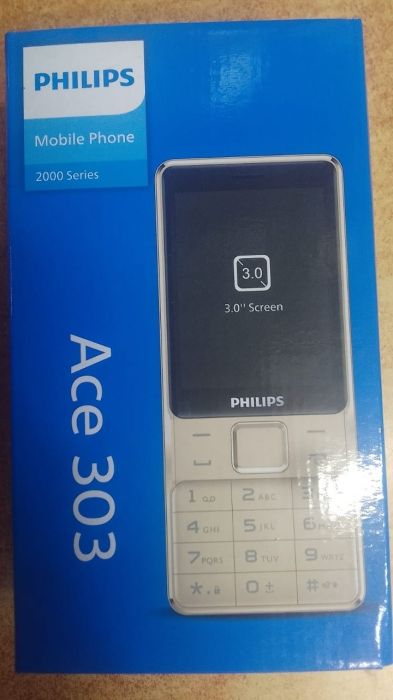 Philips Ace 303 2000 Series Mobile Phone with big screen 2000mAh battery type c charger 3.0 inches screen size 3 sim cards 3.15 mp camera featured phone