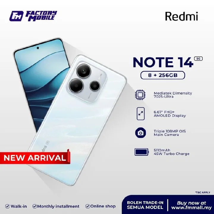 NEW ARRIVAL OFFERS!!XIAOMI Redmi Note 14, 6.67", 256GB + 8GB RAM, (Dual SIM), 5110mAh-Smartphones