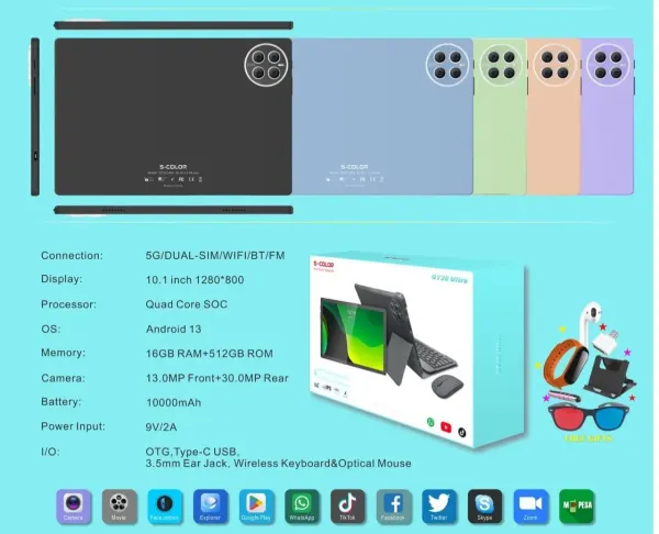 GT30 Ultra 10.1" HD Smart Tablet PC 5G Dual Sim Android 13 16Gb + 512 GB front camera 13.0 MP +back camera 30.0 MP Battery: 10000mAh Super large battery BRAND NEW ANDROID TABLETS