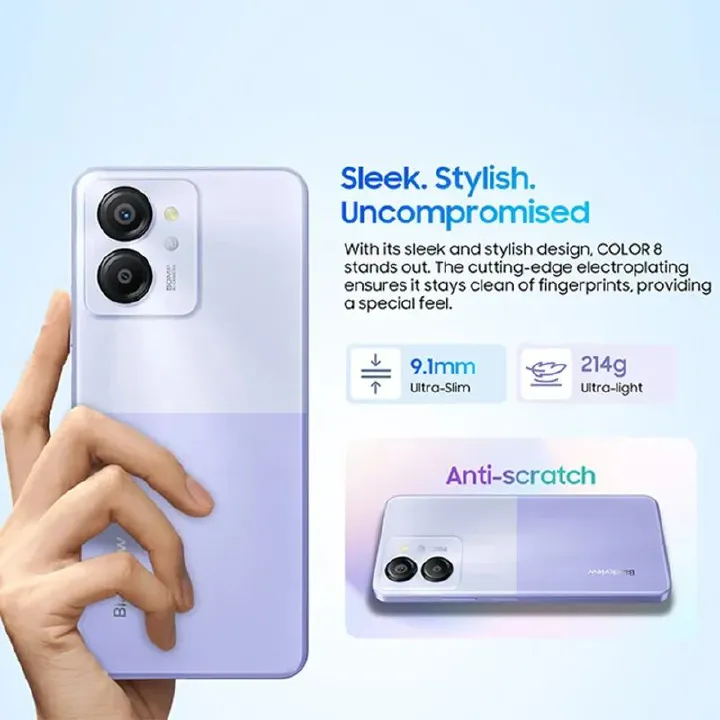 Blackview Color 8 Smartphone 6.75" Display 8GB+256GB Dual Sim 6000 mAh Battery 50MP+8MP Camera Octa-coreUnisoc T616(12nm) Android 13 Smartphone