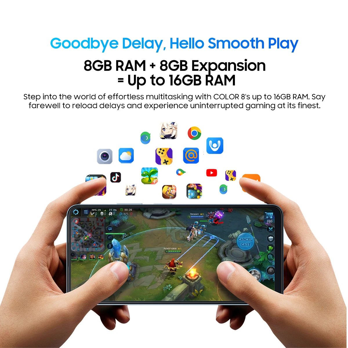 Blackview Color 8 Smartphone 6.75" Display 8GB+256GB Dual Sim 6000 mAh Battery 50MP+8MP Camera Octa-coreUnisoc T616(12nm) Android 13 Smartphone