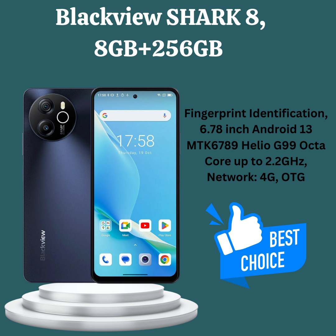 Brand New Blackview SHARK 8 256GB+8GB 120 Hz Refresh rate 6.78 FHD+IPS main camera 64MP+13MP selfieCamera Android 13 4G OTG Smartphone 33W Fast Charging type C 5000 mAh Battery Smart phone