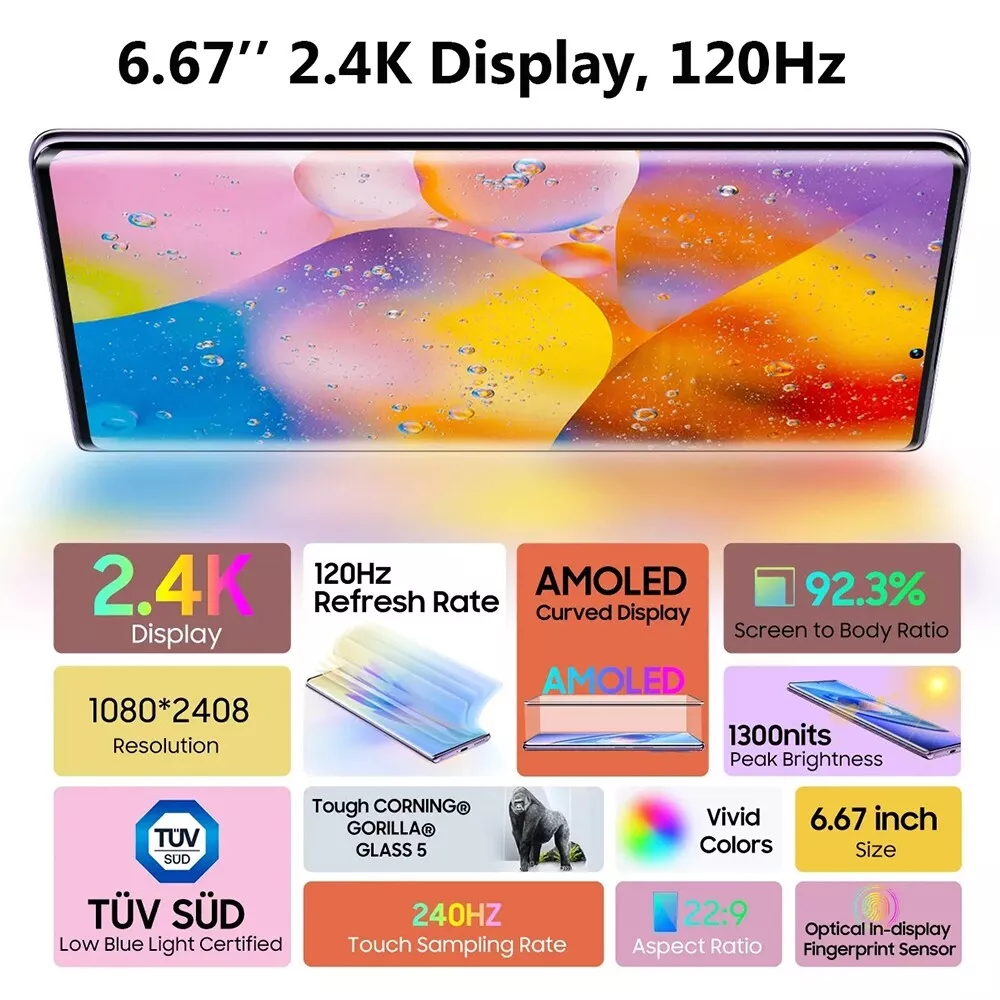 BLACKVIEW A200 PRO 256GB+12GB RAM  6.67'' FHD + AMOLED DISPLAY 5050mAh 66W FAST CHARGER DUAL SIM 108MP +8MP +2MP REAR CAMERA 16MP FRONT CAMERA FINGERPRINT unlock smartphone