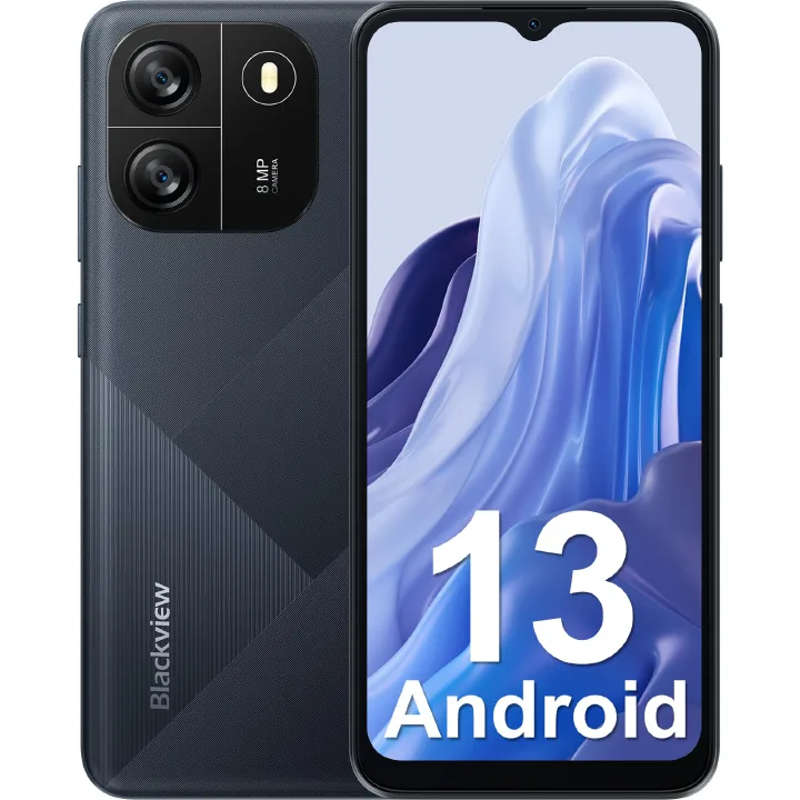 Blackview Wave 6C Smartphone 2GB RAM+32GB ROM 6.5 Inches HD+IPS (Dual SIM), 5100mAh battery 8Mp main camera +5.0 selfie processor octacore 120Hz refresh rate Face unlock Android 13 Smartphone