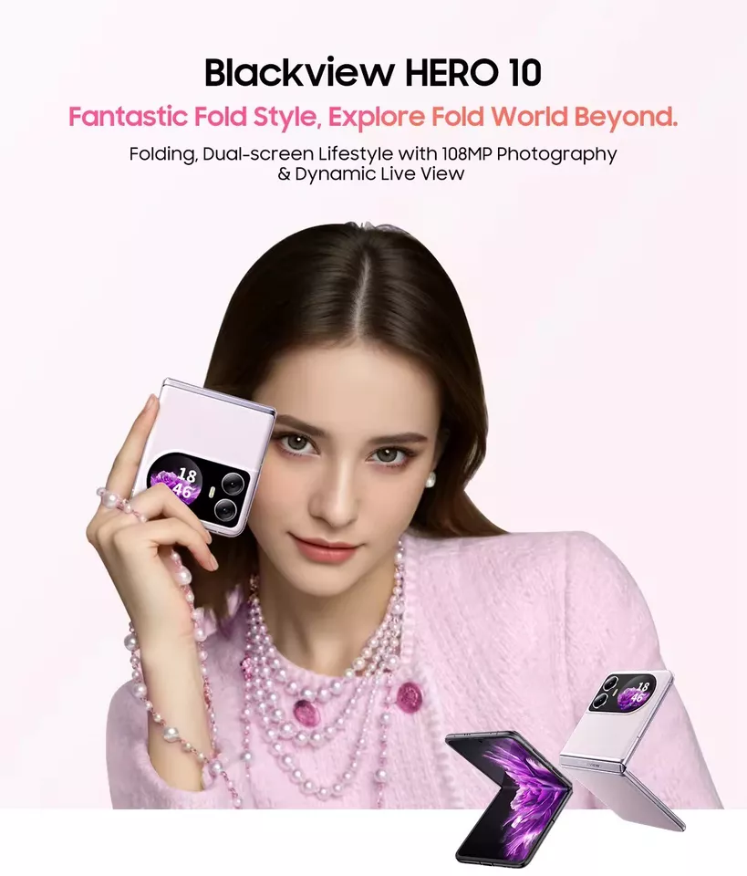 Blackview HERO 10 smartphone Android 13 AMOLED 12GB + 256GB 108MP+32 MP CAMERA Mediatek Helio G99 (6 nm) Octa-core 4G Network 6.9 inch AMOLED Folding Display 4000mAh battery 45W Fast charge SMARTPHONE