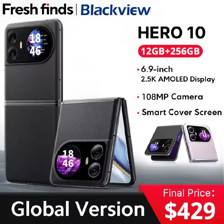 Blackview HERO 10 smartphone Android 13 AMOLED 12GB + 256GB 108MP+32 MP CAMERA Mediatek Helio G99 (6 nm) Octa-core 4G Network 6.9 inch AMOLED Folding Display 4000mAh battery 45W Fast charge SMARTPHONE