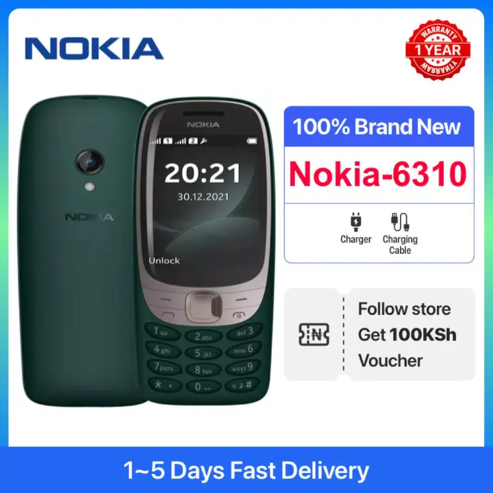 New NOKIA 6310. Dual Sim, wireless fm, rear camera flash,8 MB RAM, 16 MB inbuilt 1450 mAh Battery 2.8 inches, 160 x 240 px Display 0.3 MP Rear Camera Memory Card Supported Featured phone