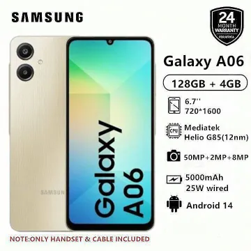 Samsung Galaxy A06 64GB+4GB 50MP Camera 6.7" 90Hz MTK Helio G85 (12nm) 5000mAh 25W Type-C Charge Android 14  Side Fingerprint Unlock phone Smart Phone