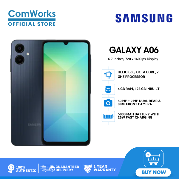 Samsung Galaxy A06 64GB+4GB 50MP Camera 6.7" 90Hz MTK Helio G85 (12nm) 5000mAh 25W Type-C Charge Android 14  Side Fingerprint Unlock phone Smart Phone
